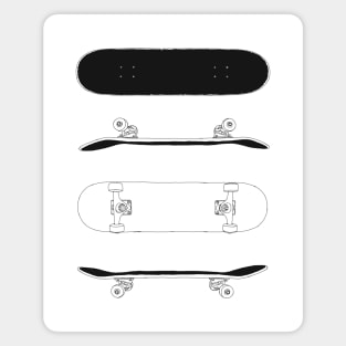 Skateboard Line Drawing Magnet